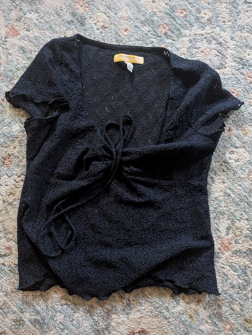 Urban Outfitters Black Lace Tie-Front Crop Top